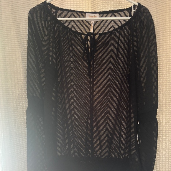 Sheer long sleeve blouse from Laundry by Shelli Segal - Picture 1 of 10